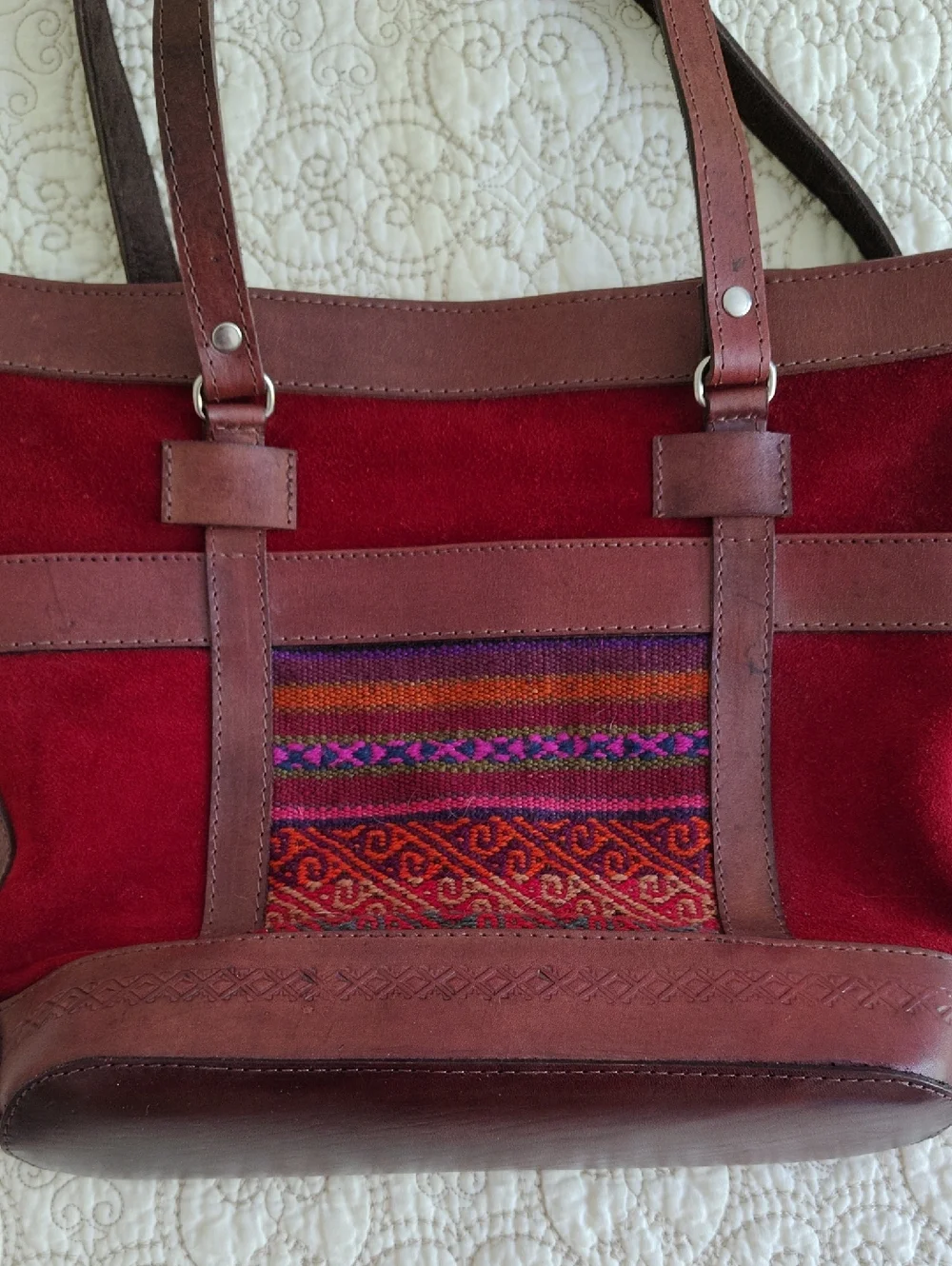 Handcrafted Bolivian‎ Brown Leather Shoulder Bag Boho Woven Artisan Fair Trade